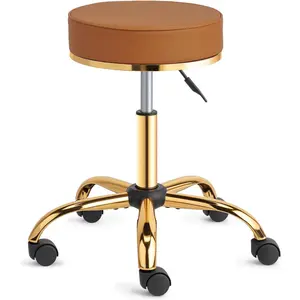 OmySalon Rolling Stool with Wheels, Vanity Salon Massage Roller Stool, Luxury Swivel Spa Chair Height Adjustable