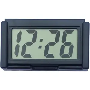 Small Digital Clock, with Jumbo LCD Time & Day Display,Mini Automotive Small Digital Clock Battery Operated for Desktop Nightstand Pocket Car Truck Dashboard & Air Vent (1, Black)