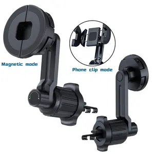 2-in-1 Dual Mode Magnetic & Clip Car Phone Holder, 360° Rotatable Car Mount Never Blocking Car Air Vent With Metal Air Vent Hook, for MagSafe Phone Stand Safe Driving Universal for iPhone, Samsung and All Smartphones