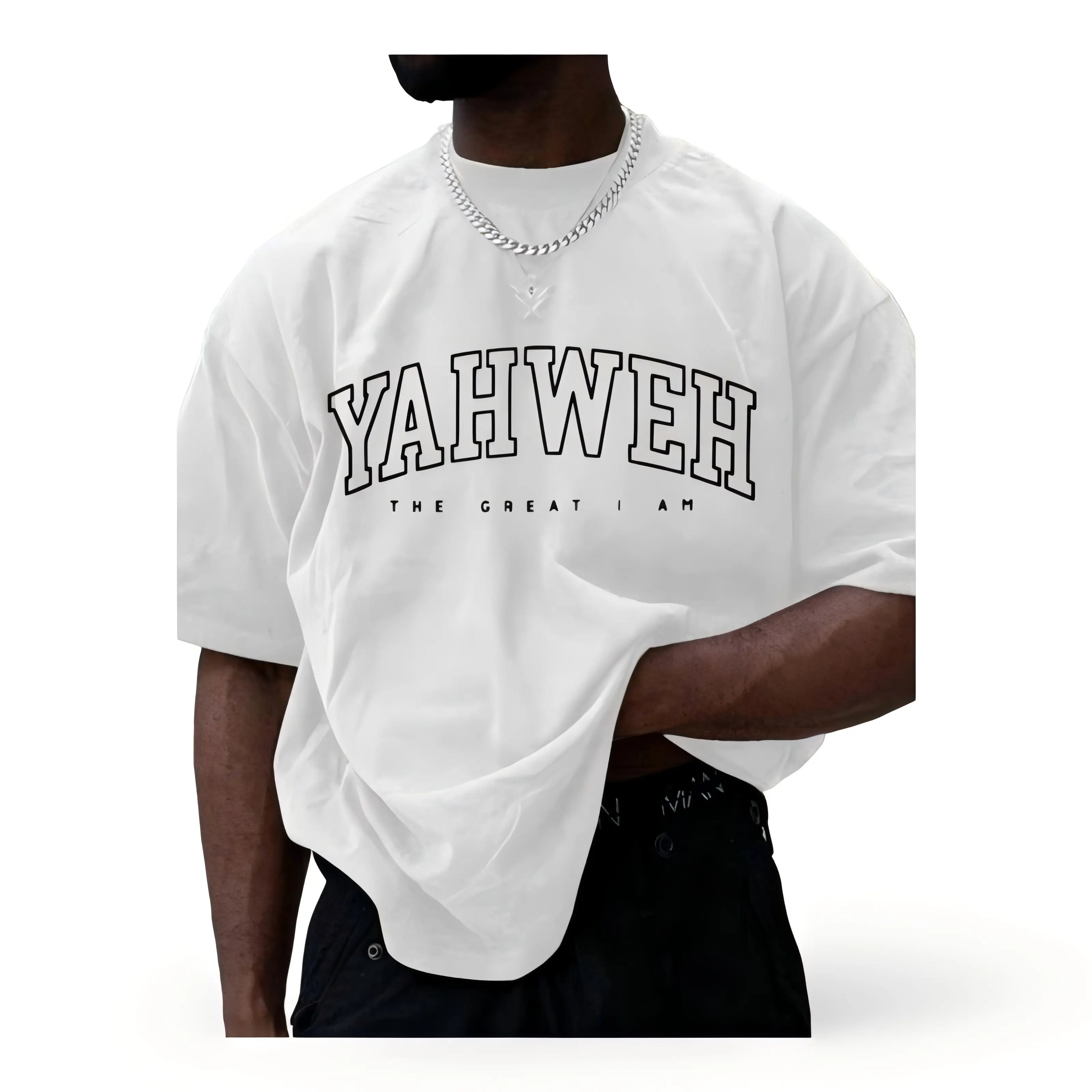 Women's Yahweh Graphic T-Shirt, Short Sleeve Faith-Inspired Cotton Tee, Casual Round Neck Streetwear Top, Shortsleeve, Tshirt