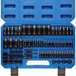 Torx Bit & Hex Bit Socket Set, Master SAE/Metric, 1/4", 3/8" and 1/2" Drive, S2 and CrV Steel, Includes E4-E24, Socket/Drill Adapter