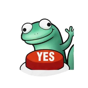 Funny Yes Button Lizard Sticker, Laptop Sticker, Water Bottle, Notebook, Gift for Friends, Image of a Cartoon Gecko Happily Pressing The Red Button With The Words “YES”