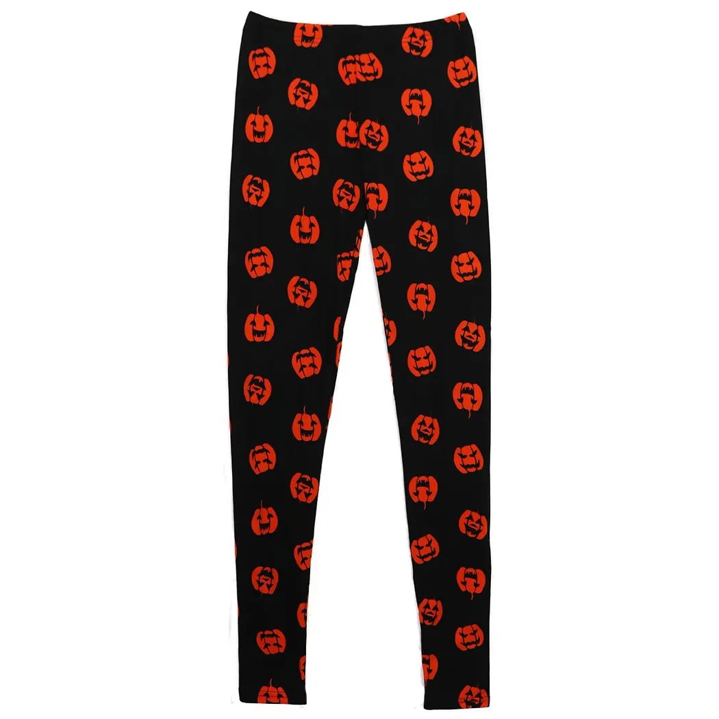 Women's Halloween Spooktacular Fun Jack-O-Lantern Novelty Leggings, Women's Bottoms, Womenswear Clothes
