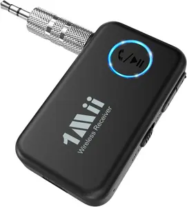 Mii Bluetooth.Music Receiver for Car/Home Stereo, Aux Bluetooth Adapter for Car with Volume Control Supports Hands Free Calls, H Battery Life