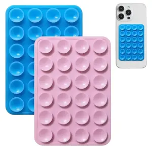 Silicone Suction Cup Phone Case Mount, 1 Count Double-Sided Phone Holder Mount, Hands-Free Strong Grip Holder for Selfies and Videos, Vacuum Phone Holder, Smartphone Mount, Phone Accessories, Non Slip Holder(pink+blue)