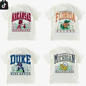 [Sale off 50%] Custom College WHITE T-SHIRT Vintage  College 90S All Teams Sport Football Basketball Classic men graphic tees, Unisex men gifts, streetwear funny tshirt Hand-Drawn T-Shirt O5Y