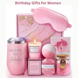 7-Piece Calming Body Care Multi-Pack Spa Gift Basket - Beauty & Personal Care Bath Set with 20oz Eye & Flower Boxes, Scented Candles, Ideal for Moms, Perfect for Mother's Day & Birthday (All Skin Types)
