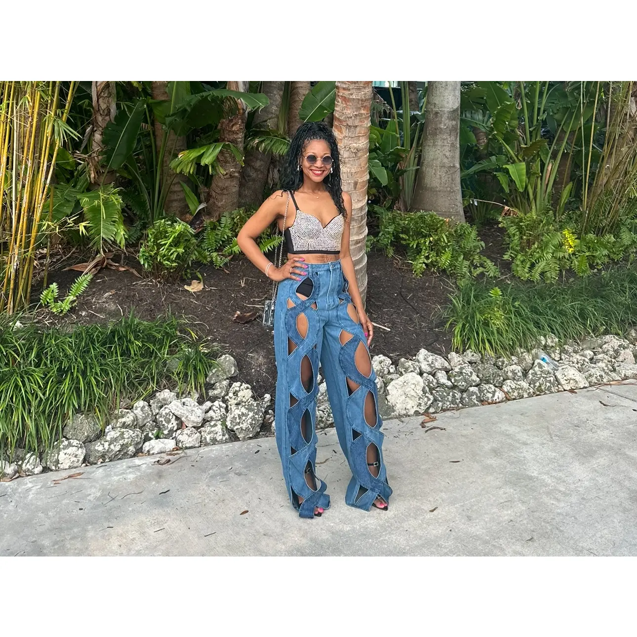 Wide Leg Criss Cross Jeans
