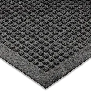 Rubber Doormat, Medium, 24" x 36", Charcoal, Large, Absorbent Indoor Outdoor Rug, Stain Resistant, Rubber Non Slip Backing, Heavy Duty, Durable