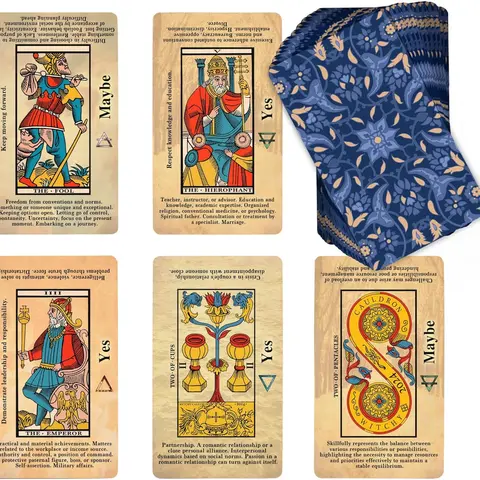 Marseille Tarot Deck for Beginners with Meanings on Each Card for Easy Interpretation – Learn to Read Tarot with The Classic Marseille Deck
