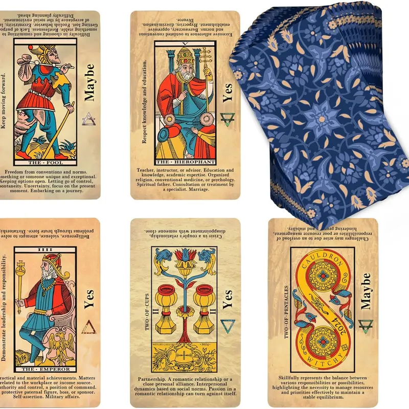 Marseille Tarot Deck for Beginners with Meanings on Each Card for Easy Interpretation – Learn to Read Tarot with The Classic Marseille Deck