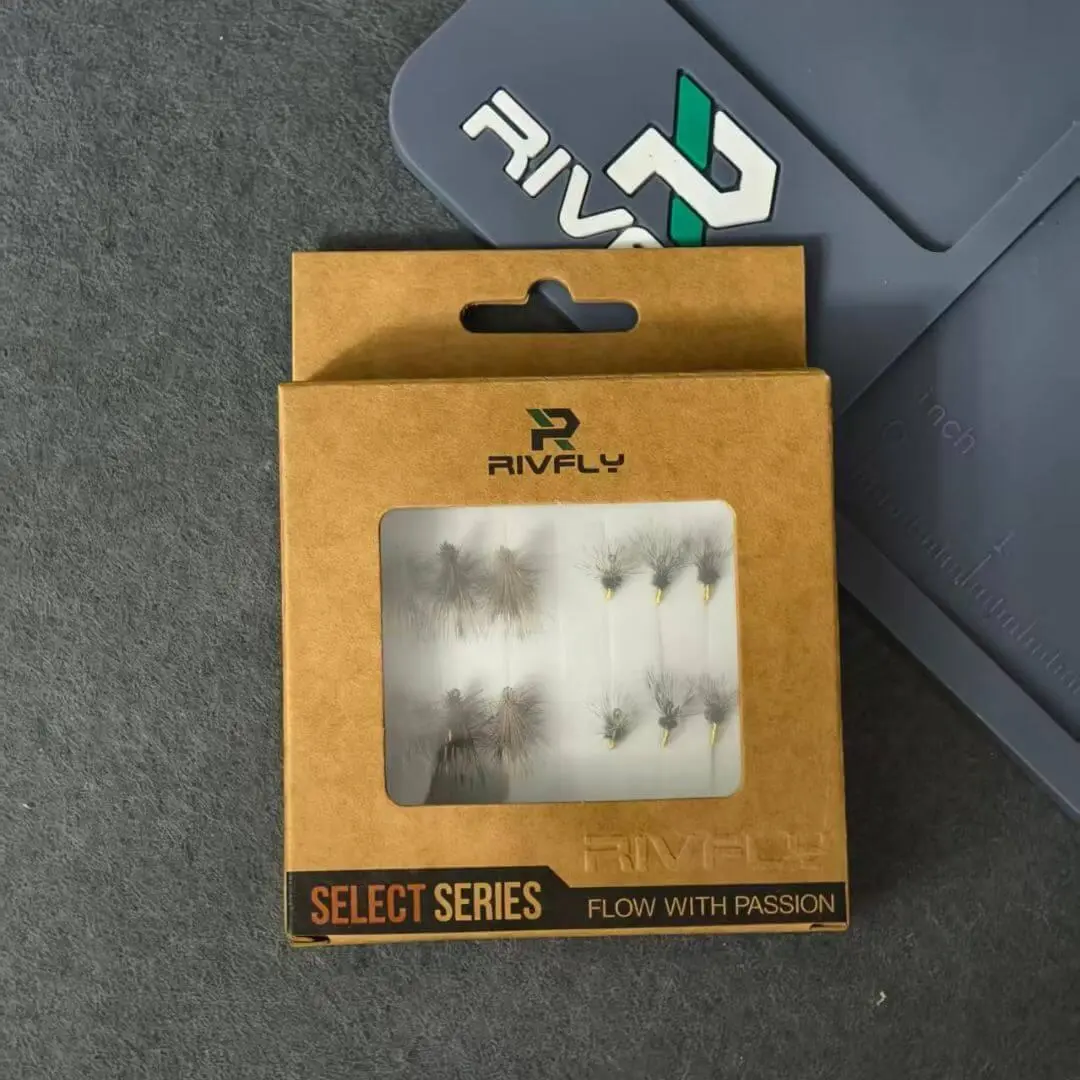 RIVFLY Select Series Dry Dropper Fly Kit - 12 Elk Hair Caddis and Kebari Flies