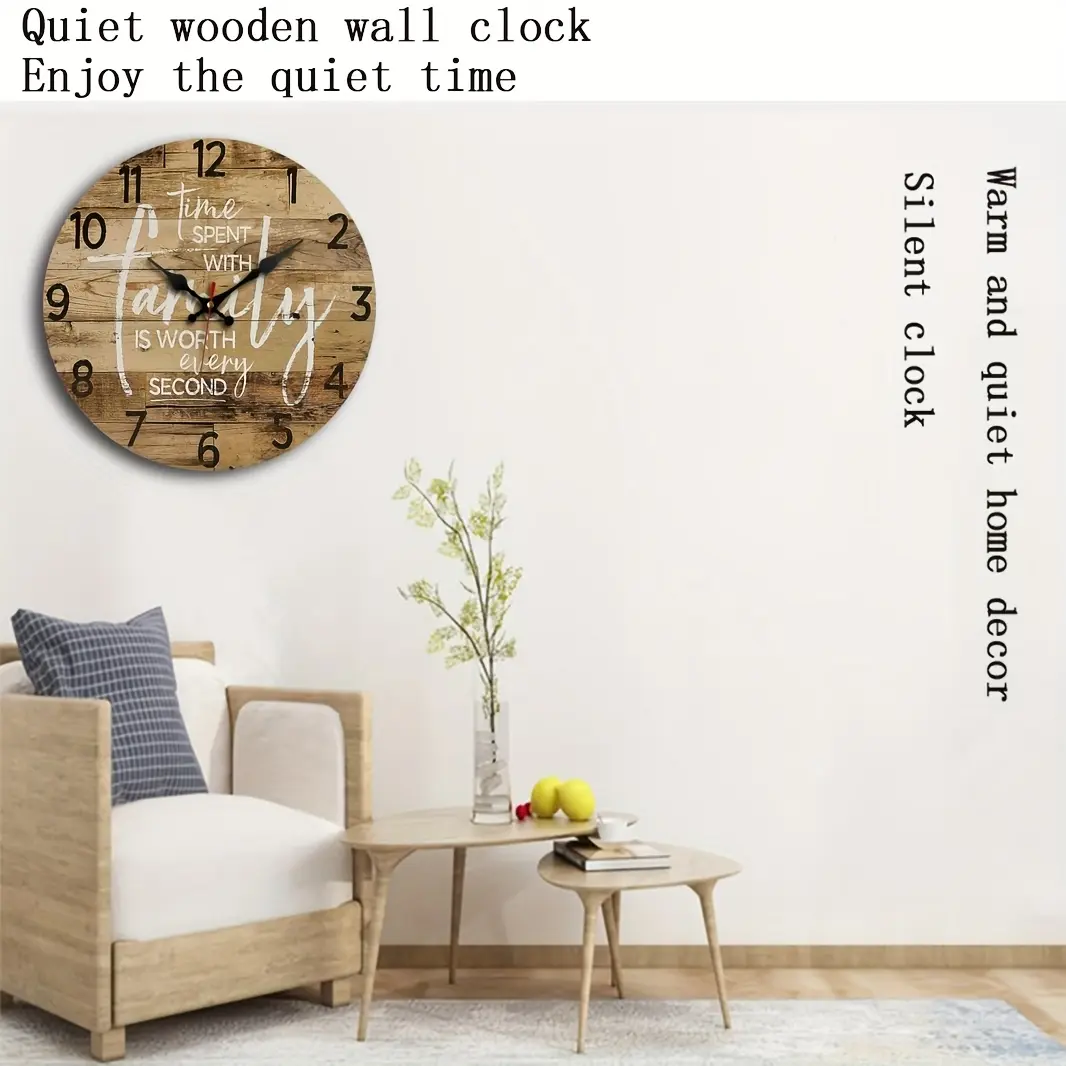 1pc, Round Farmhouse Wall Clock Decorative Style Quartz Silent Movement, Battery Powered, Vintage Home Decor Design, Suitable for Kitchen, Bedroom, Living Room, Bathroom Decorative Clock