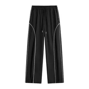 Men’s with Pockets — Solid Color Training/Track ,Straight-Leg Street ,Fashionable Basic Wide-Leg Design mens jogger workout men menswear athleisure chino loose long  bagg uncuff boys sweatpants black gym summer fit Casual Loose-Fit Drawstring Pants slacks