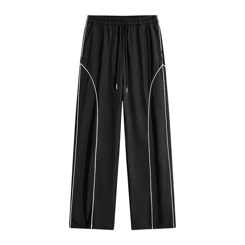Men’s with Pockets — Solid Color Training/Track ,Straight-Leg Street ,Fashionable Basic Wide-Leg Design mens jogger workout men menswear athleisure chino loose long  bagg uncuff boys sweatpants black gym summer fit Casual Loose-Fit Drawstring Pants slacks