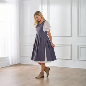 Linen Cotton Apron Dress for Cooking and Gardening - Dusty Purple, Gift for Her