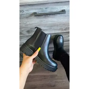 Lug Sole Low Heel Chelsea Ankle Bootie with Elastic- Kendra