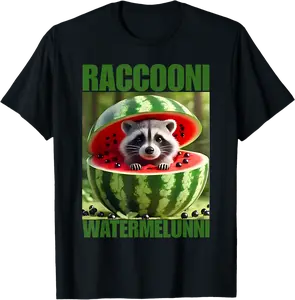 Raccooni Watermelunni - Italian Brainrot Meme T-Shirt - Mohamedab Shop 57B0F8C4H26P