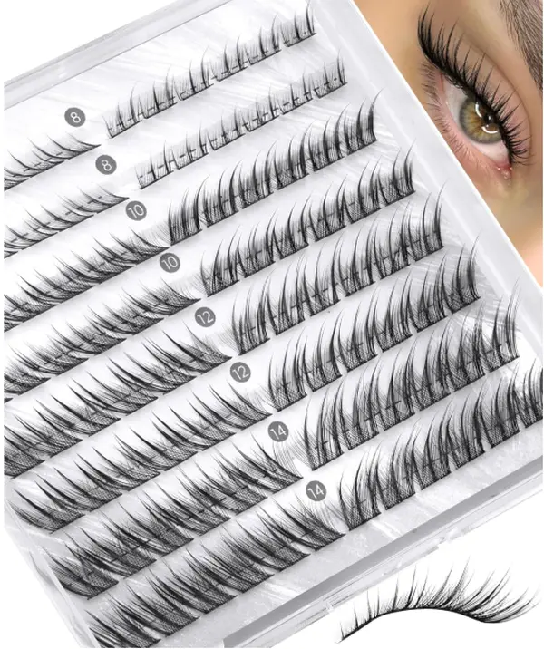 Fox Eye Lash Clusters Natural Clusters Eyelash Extensions 8-14MM Short Eyelash Clusters LC-Curly Pre-Mapped Lash Clusters Cat Eye Anime Individual Lashes Spikes Fox Eyes Lash Extension by Zegaine