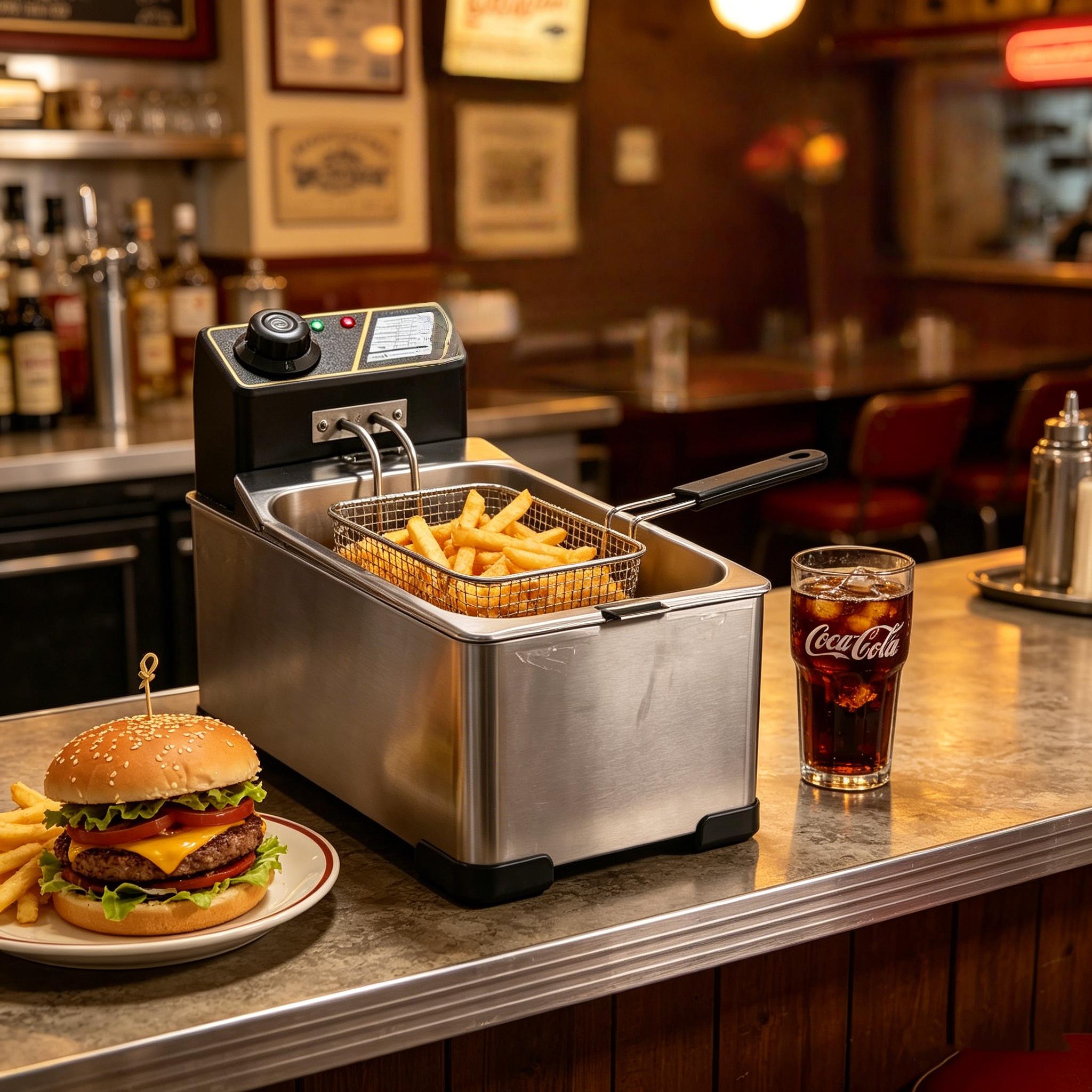 1pc 3.5L Electric Deep Fryer, 2000W 110V, Temp Control & US Plug, Oil Saving Fryer for Chicken Fries Donuts, Home Restaurant Food Truck Frying Machine