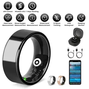 Smart Ring Health Tracker Fitness/Sleep/Stress/HRV Tracker with Charging Case Magnetic Charging Cable for Women & Men Compatible with iOS & Android 7-Day Battery Life Size 7/8/9/10