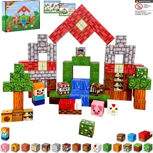 100 magnetic building blocks and tiles for stacking and construction – “Magnetic World” series, STEM Montessori sensory toy magnets, Valentine’s Day gift, boyfriend gift, educational activity, creative play, outdoor fun squares.