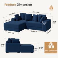 Blue-L Shape-Left Chaise