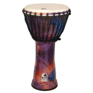 212 MAIN Toca 12-in. Freestyle Rope-Tuned Djembe, Durable Synthetic Shell Percussion Instrument, Woodstock Purple