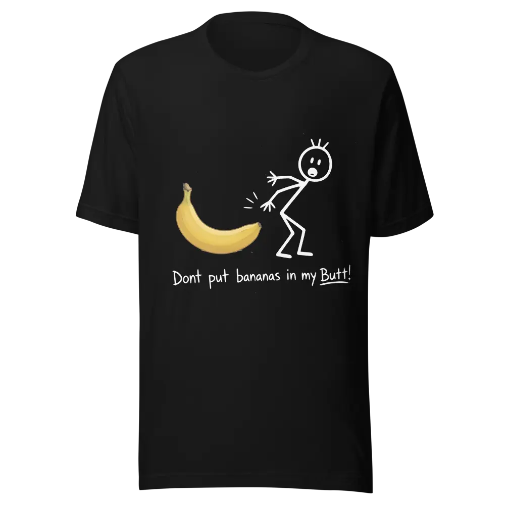 Menswear Casual Short-Sleeve T-Shirt - Don't Put Bananas In My Butt Funny Stick Figure Graphic, Unisex Novelty Gift Tops with Comfortable Fabric