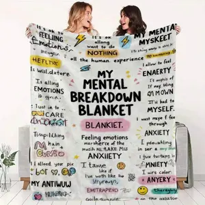 MY MENTAL BREAKDOWN BLANKET with Handwritten Texts for Emotional Acceptance & Anxiety Relief Four Seasons Multifunctional Blanket Perfect Gift for Him Her Family Friends Pet