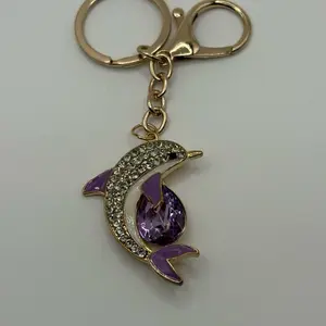 Dolphin Rhinestone Keychain with Bag Clip