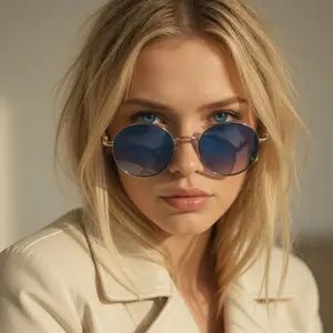 Unisex 2026 Retro Round Metal Sunglasses - Vintage Gold Circle Frame, Gradient UV400 Lenses, Trendy Fashion Eyewear Shades