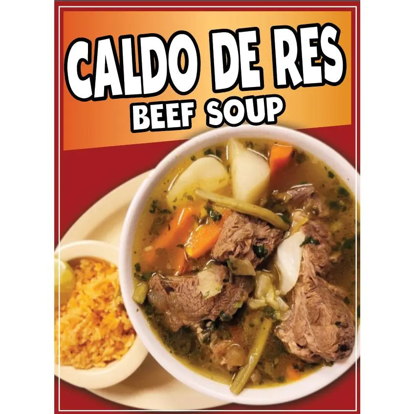 Caldo de Res Sign Decal Window Sticker Truck Concession Vinyl Restaurant Mexican Food Sign Sticker #2