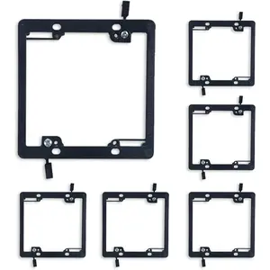 2-Gang Low Voltage Mounting Bracket 6-Pack, Dual Gangs Low Voltage Box and Low Voltage Bracket for 2 Gangs Wall Plate, Black, mounting Brackets.
