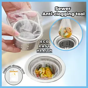 Elastic Mesh Sink Strainer Bags with Dispenser – Fine Filter Net for Food Scraps & Hair, Anti-Clog Drain Protection for Kitchen, Bathroom & Shower Drains