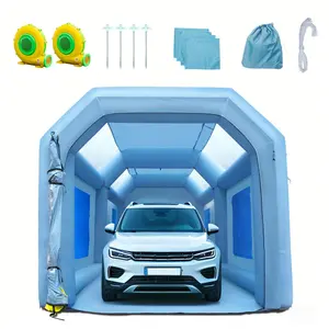 VEVOR 20x10x8ft Inflatable Paint Booth, Inflatable Spray Booth, High Powerful 480W+750W Blowers Spray Booth Tent, Car Paint Tent Air Filter System for Car Parking Tent Workstation Motorcycle Garage, Pvc Coated, Stakes