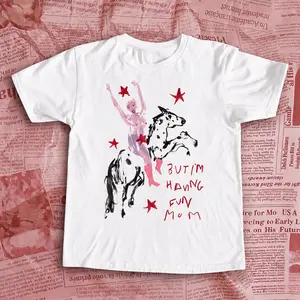 Gildan Women's White T-shirt, "But I'm Having Fun Mom" tee Womenswear Top Cotton