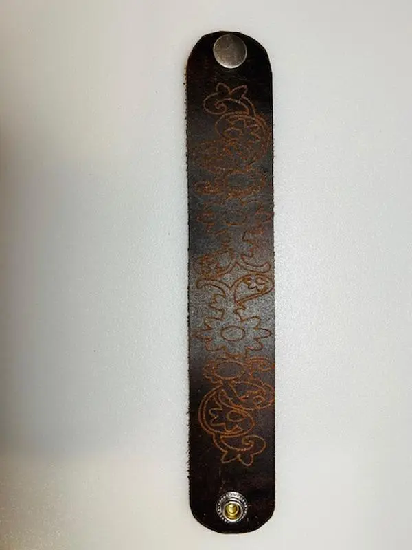 Handmade Engraved Floral Wide Dark Brown Leather Bracelets for women, Leather Bracelet, Boho, Vintage, Modern Jewelry, Accessories, Women