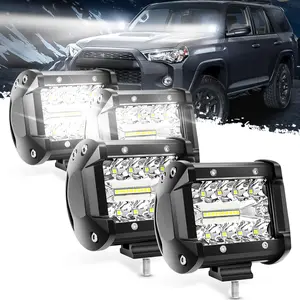 DIBMS Led Light Pods 4PC 4Inch 60W Flood Spot Combo Triple Row Driving Lamp Roof Bumper Off Road LED Work Lights Pods for Van Camper Wagon Car Pickup Golf Cart ATV UTV SUV Truck Boat 4x4