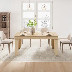 Farmhouse Dining Table 71 Inch, Seats 6-8 People, Wood Frame Large Rectangular Table for Kitchen Dining Room