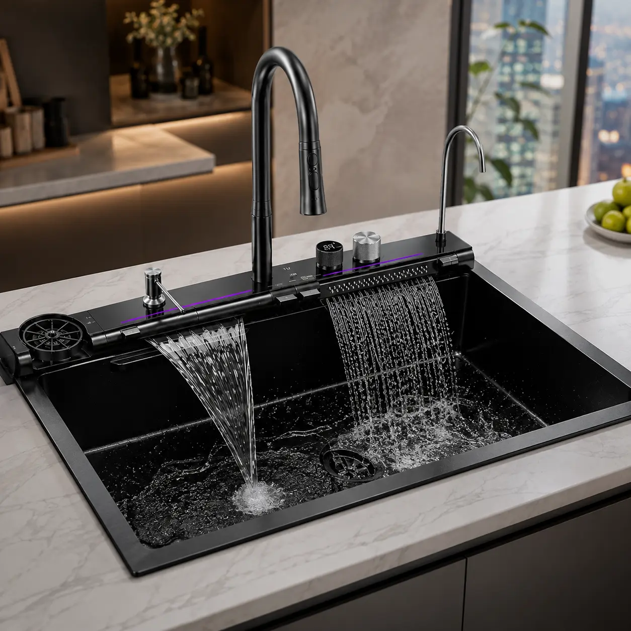 304‑Stainless‑Steel Smart Kitchen Workstation Sink, LED Digital Temperature Display All‑in‑One Combo, Modern Multi‑Function Kitchen Fixture For Home Kitchen Renovation