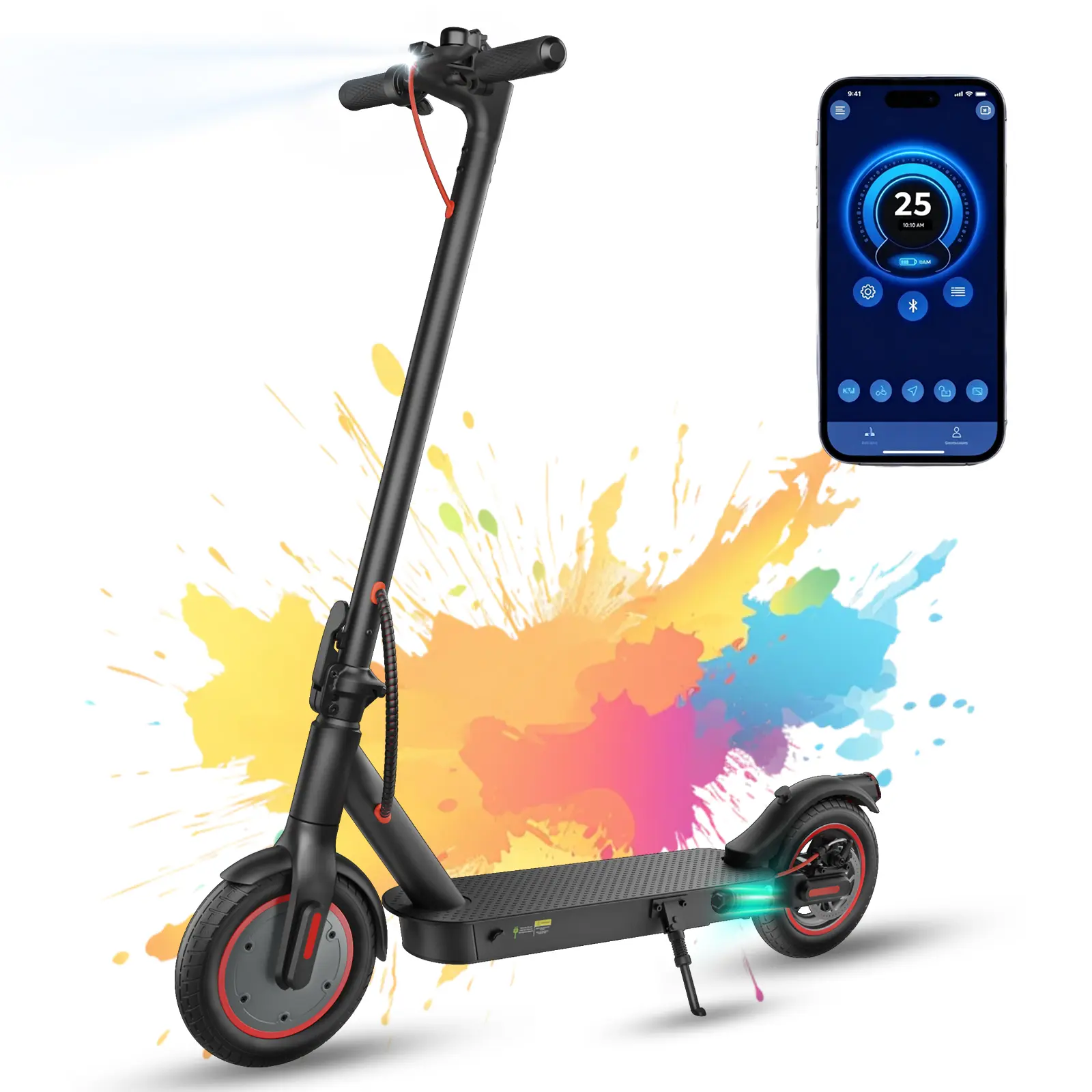 Electric Scooter for Adults, 500/1000W peak Foldable E-Scooter for Commuting | Cruise control, Smart App, dual braking, LED lights, and easy folding for daily commuting, campus travel and city rides