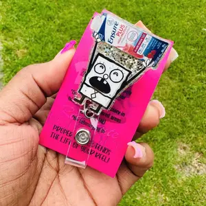 DoodleBob Nutrition Badge Reel - Handmade Acrylic Badge Clip