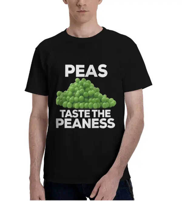 Peas Taste The Peaness Realistic Green Pea Pile Funny Peace Vegetable Pun Food Lover Graphic T-Shirt, Men Women Unisex Soft Lightweight Breathable Cotton Crew Neck Vegan Vegetarian Daily Casual Food Enthusiast Holiday Gift Tee