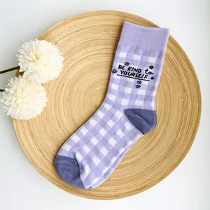 Gift-Ready Gingham Kindness Socks Polyester Soft