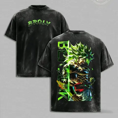 Broly Legendary Saiyan  Washed Tee Streetwear Tee “Unchained Rage — A Storm Born From Endless Power” — For Anime Fans, For Drops That Hit With Savage Energy  90s graphic good tees Casual American Short Sleeve Unisex T-shirt Menswear Tops Oversized Black