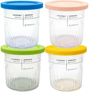 XL Family Size Ice Cream Pint Containers,Compatible with  NC501 CREAMi Deluxe 11-in-1 Ice Cream & Frozen  Maker and model:NC500, NC501, NC501H, NC501HBL and NC502HGN