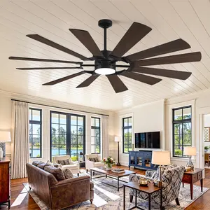 62/72in Large Ceiling Fan with Light, 12 Blade Dual Color Reversible Ceiling Fan, Powerful Airflow, Quiet Reversible DC Motor, 3 Color Temperature LED, Modern Ceiling Fan for Living Room & Large Spaces