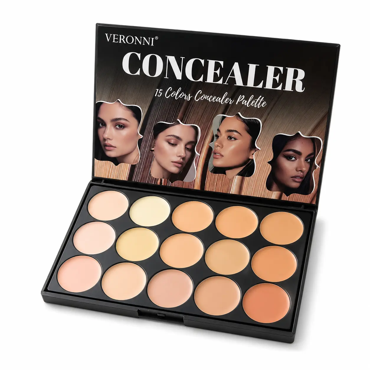 15-Color Cream Concealer Palette, Professional Cosmetic for Smoothing Blemishes, Contouring & Highlighting - Flawless Makeup for Light to Warm Tones