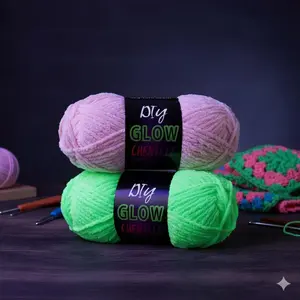 Glow in The Dark Yarn for Knitting & Crochet, DIY Luminous Soft Smooth Self Glowing Yarn for Scarf Hat Amigurumi, Medium Worsted Weight Absorb & Emit Light Handmade Craft Supplies